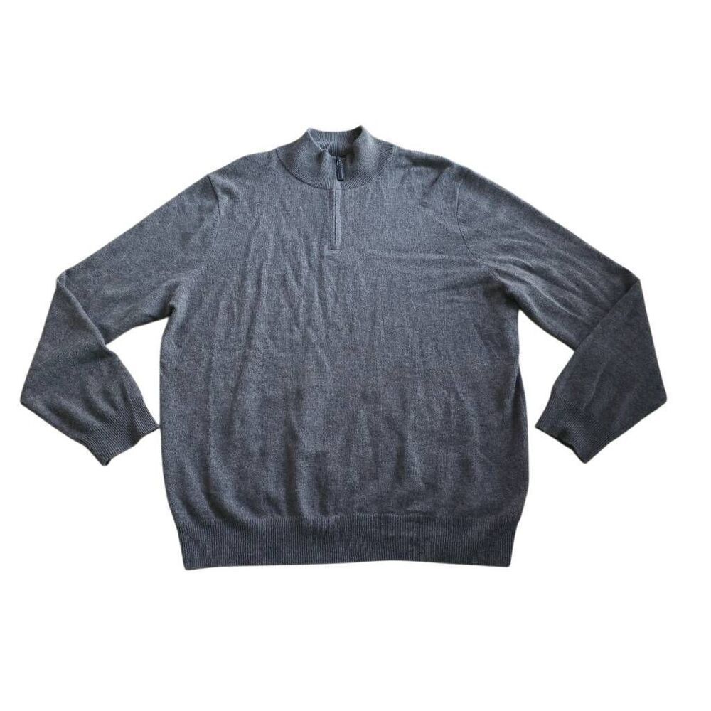 Isaac mizrahi mens Sz XL brown 100% 2 ply cashmere quarter zip sweater